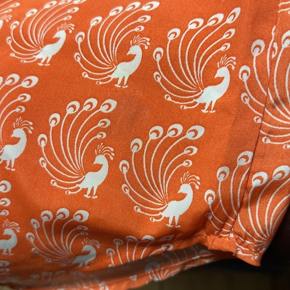 Oat+Fawn Women's Orange & White Sleeveless Super Cute Peacock Top in Size L - Picture 8 of 8